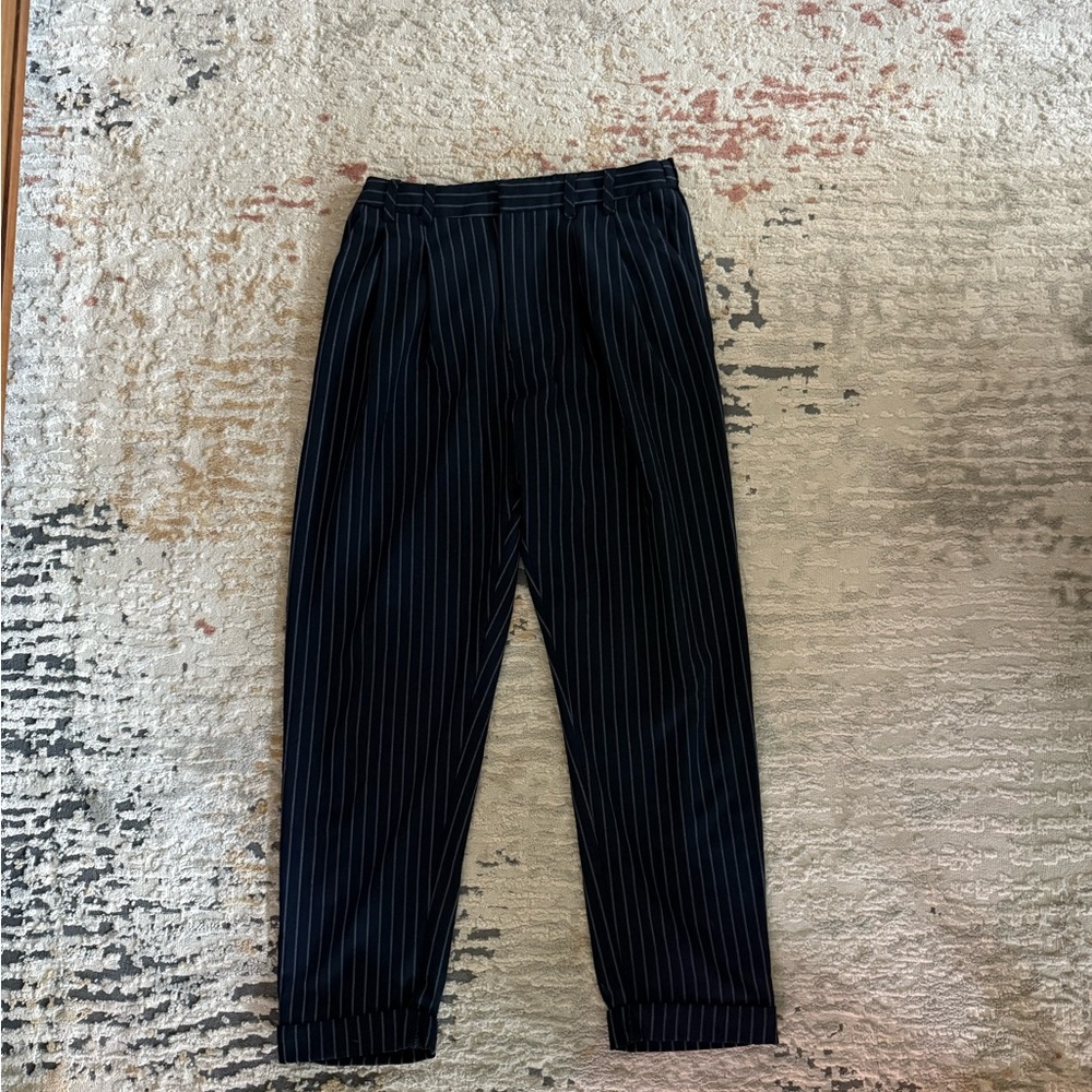 Urban Outfitters Black Dress Jumpsuit with Pinstripe Pattern